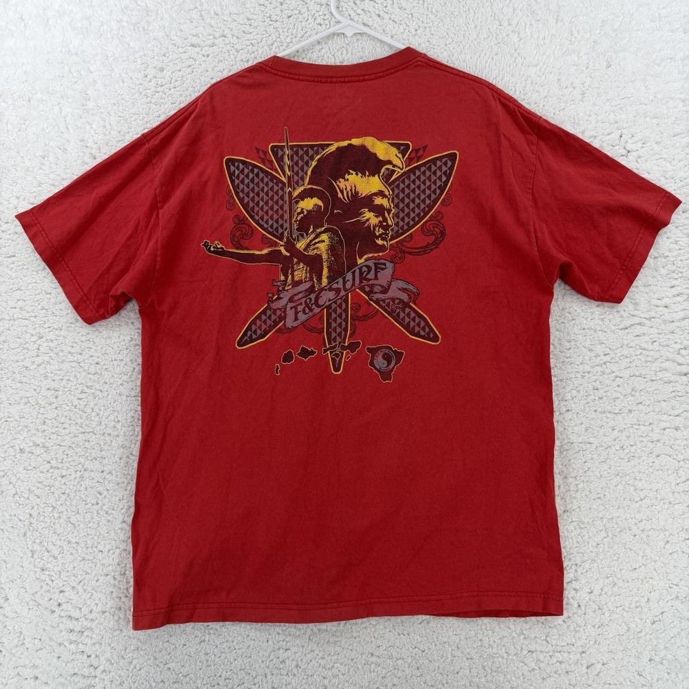 T&C Surf Designs Shirt Mens XL Red Hawaiian Warrior Graphic Tee T-Shirt Hawaii